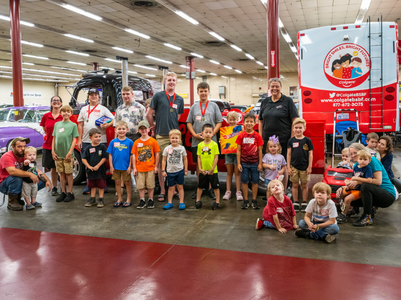 Group shot of kids who participated in the Autobarn Classic Cars diecast car show