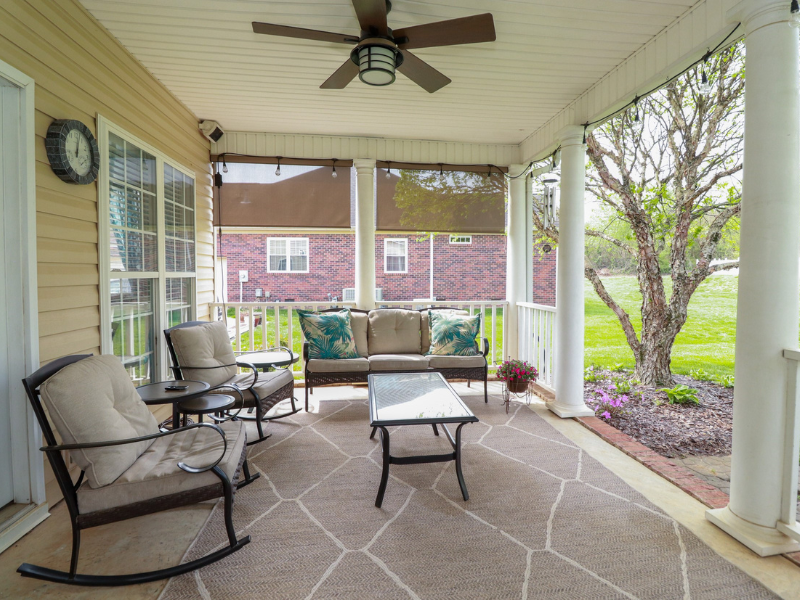 porches example - covered porch with ceiling fan
