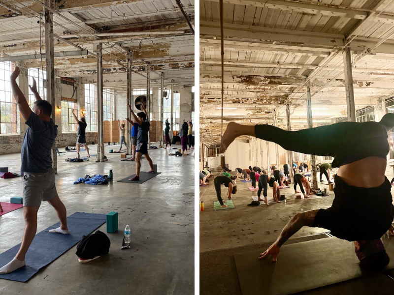 Find Your Flow leader Kat Harmon teaches the CBC Yoga Club